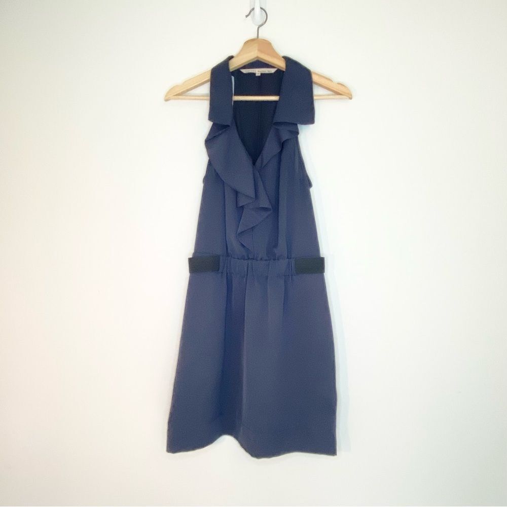 Rachel Roy navy sleeveless dress. Elastic accent at waist. Size 6.